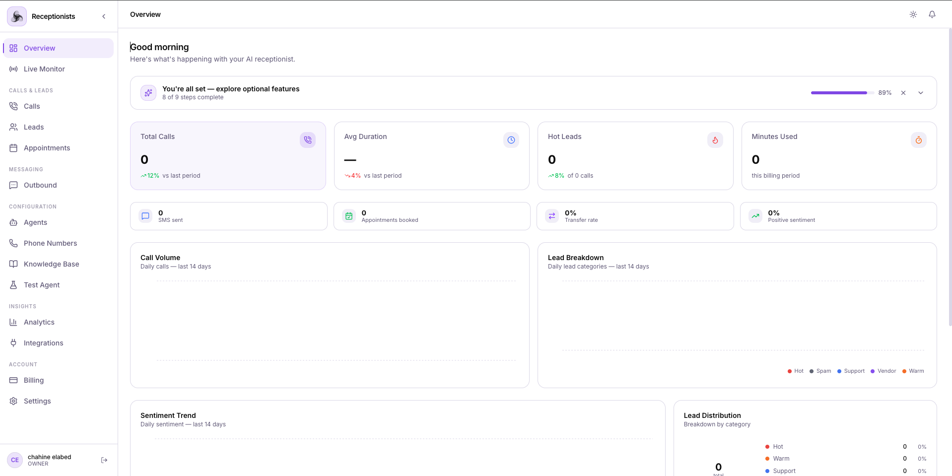 AI Receptionist SaaS preview